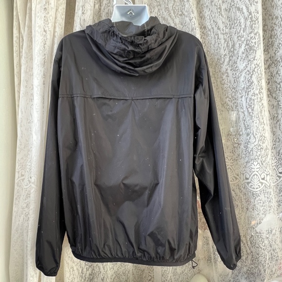 K-Way Jacket Size XXL Black Packable Windbreaker Hooded 1/4 Zipper Waist Bag - Picture 4 of 6